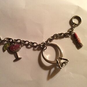 Charm Bracelet With Lipstick, Ring and Martini Charms